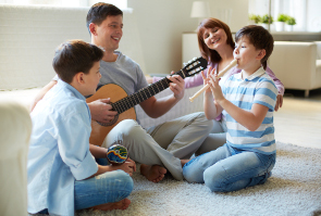 A family enjoying music time together